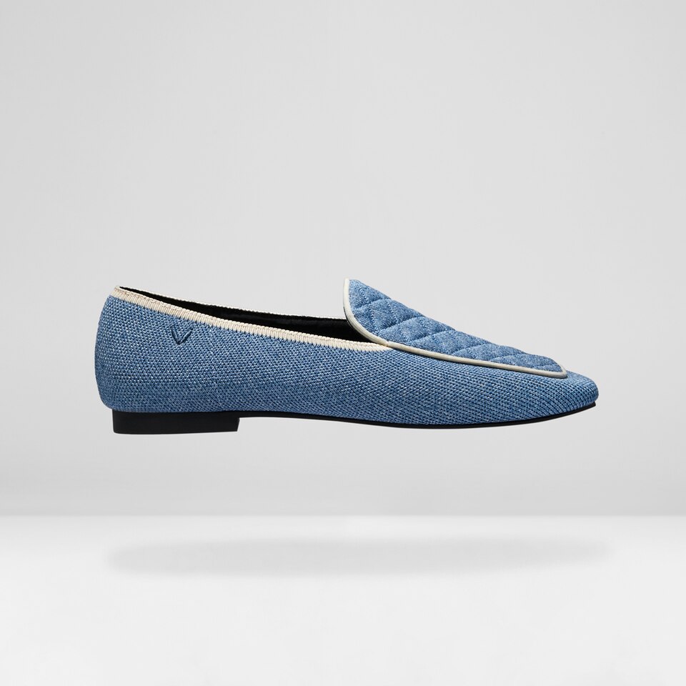 Leona Square-toe Loafers in Denim Blue | Women's Sustainable, Washable and Stylish Shoes | VIVAIA