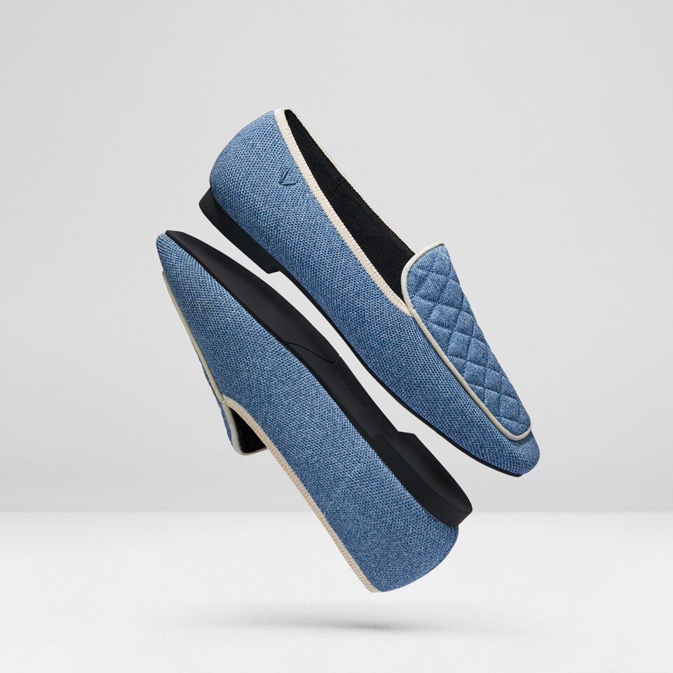 Leona Square-toe Loafers in Denim Blue | Women's Sustainable, Washable and Stylish Shoes | VIVAIA