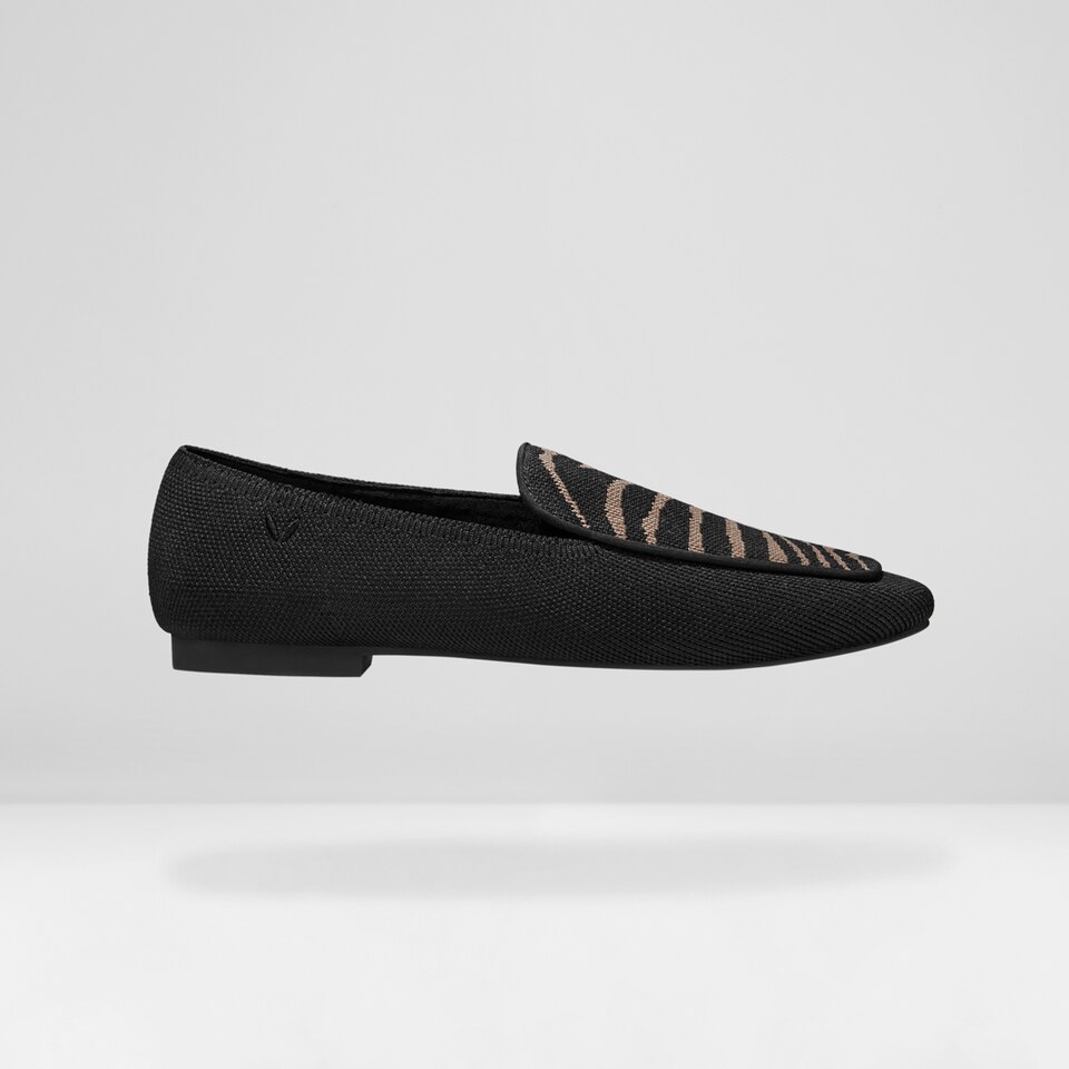 Leona Square-toe Loafers in Black Zebra | Women's Sustainable, Washable and Stylish Shoes | VIVAIA