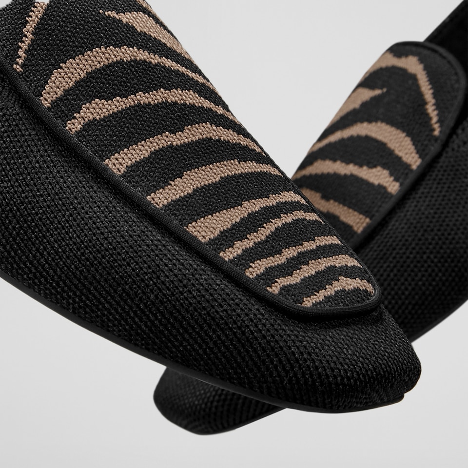 Leona Square-toe Loafers in Black Zebra | Women's Sustainable, Washable and Stylish Shoes | VIVAIA