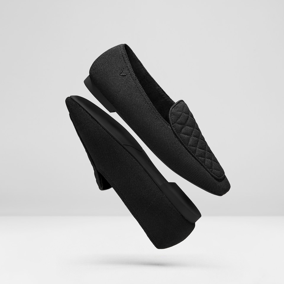 Leona Wool Square-toe Loafers in Black | Women's Sustainable, Washable and Stylish Shoes | VIVAIA