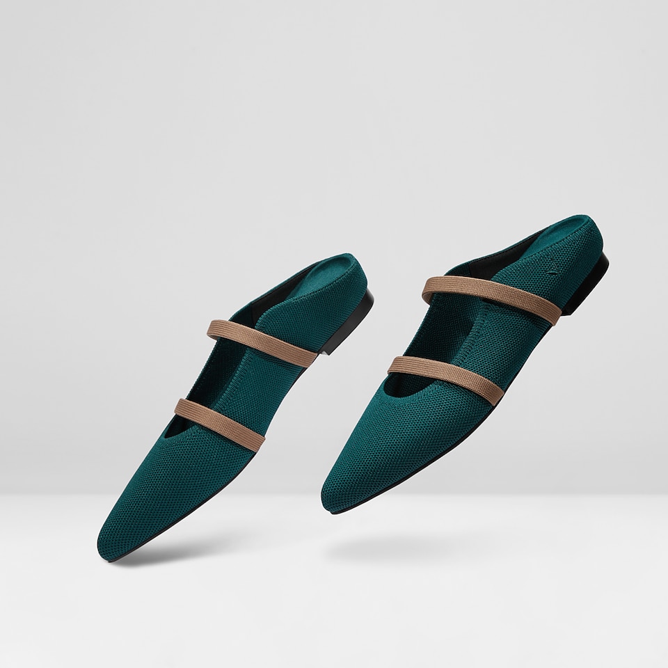 Elle Pointy Sandals in Deep Peacock | Women's Sustainable and Stylish Shoes | VIVAIA