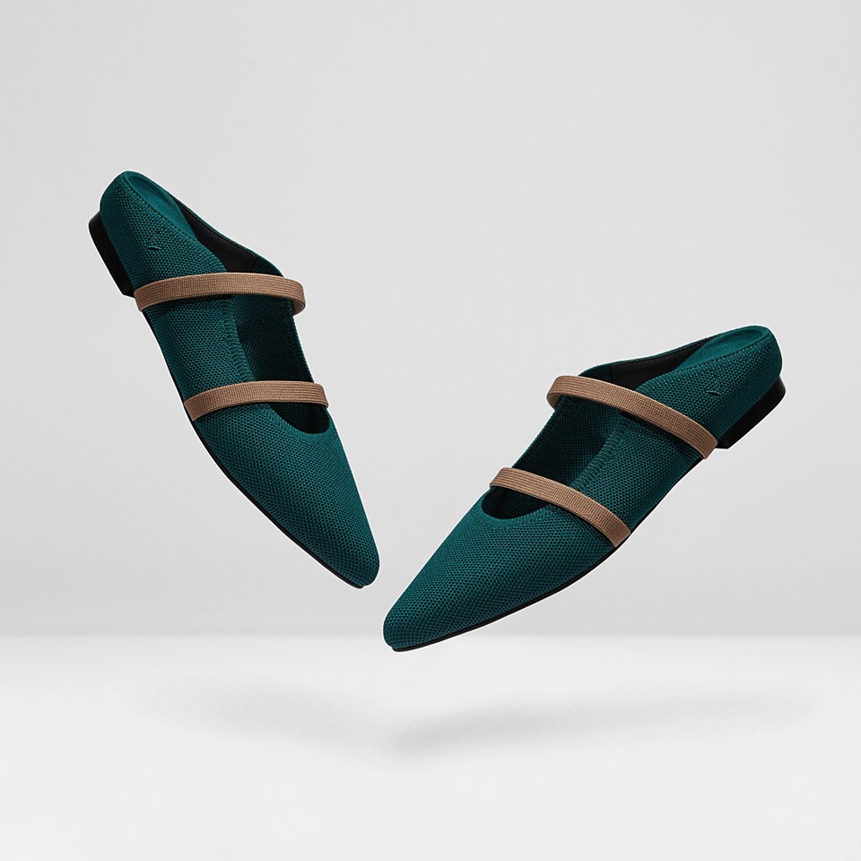Elle Pointy Sandals in Deep Peacock | Women's Sustainable and Stylish Shoes | VIVAIA