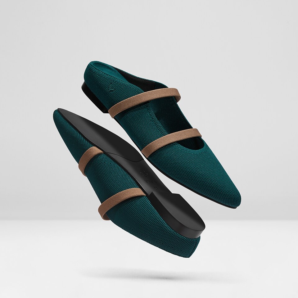 Elle Pointy Sandals in Deep Peacock | Women's Sustainable and Stylish Shoes | VIVAIA