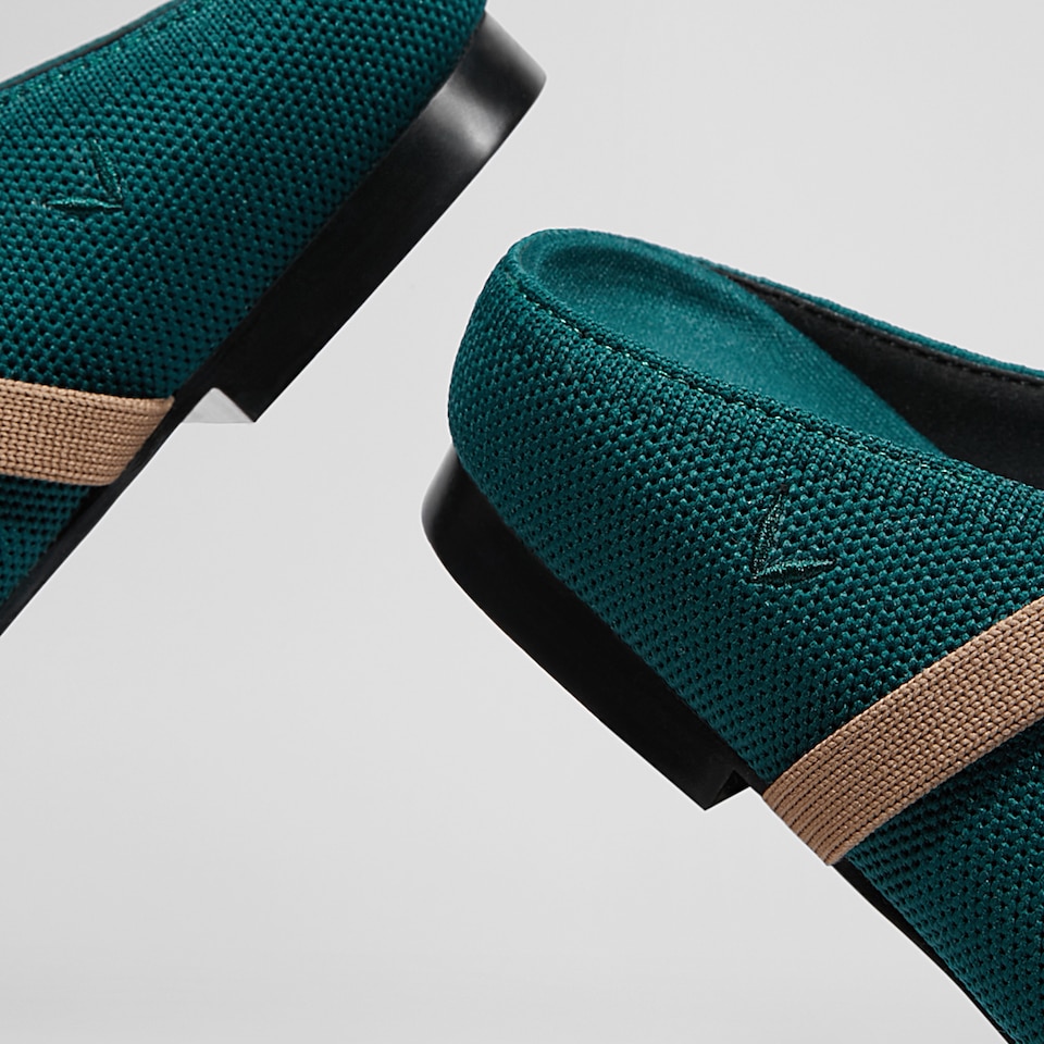 Elle Pointy Sandals in Deep Peacock | Women's Sustainable and Stylish Shoes | VIVAIA