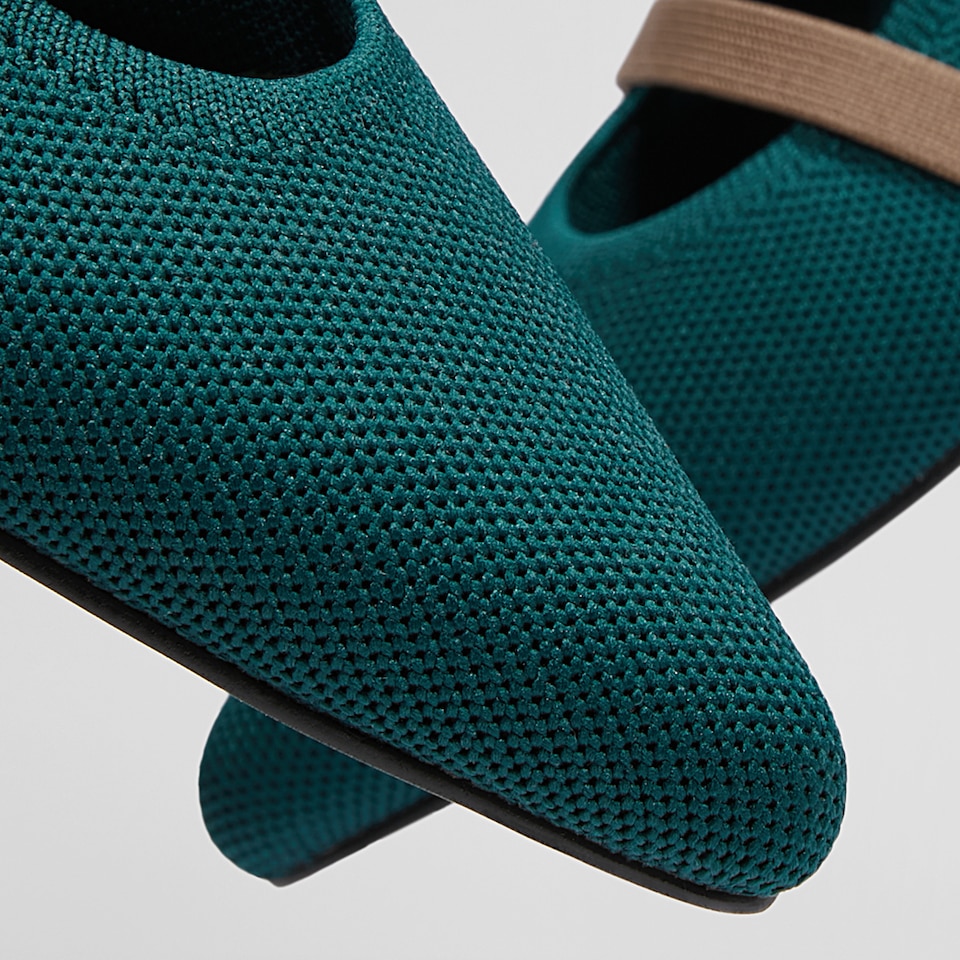 Elle Pointy Sandals in Deep Peacock | Women's Sustainable and Stylish Shoes | VIVAIA