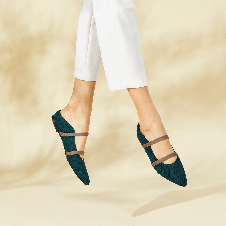 Elle Pointy Sandals in Deep Peacock | Women's Sustainable and Stylish Shoes | VIVAIA