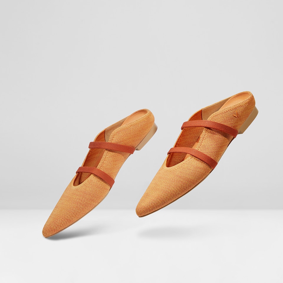 Elle Pointy Sandals in Coral Orange | Women's Sustainable and Stylish Shoes | VIVAIA