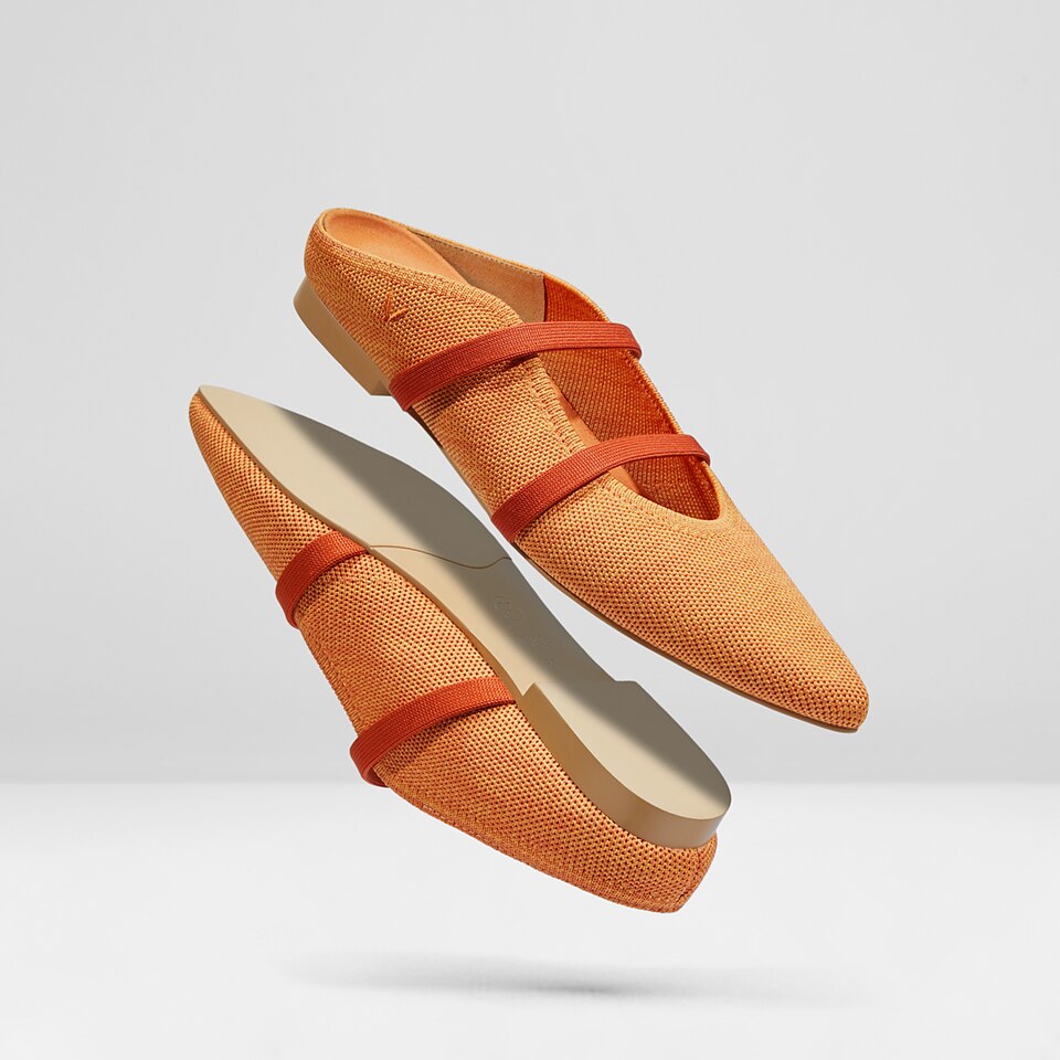 Elle Pointy Sandals in Coral Orange | Women's Sustainable and Stylish Shoes | VIVAIA