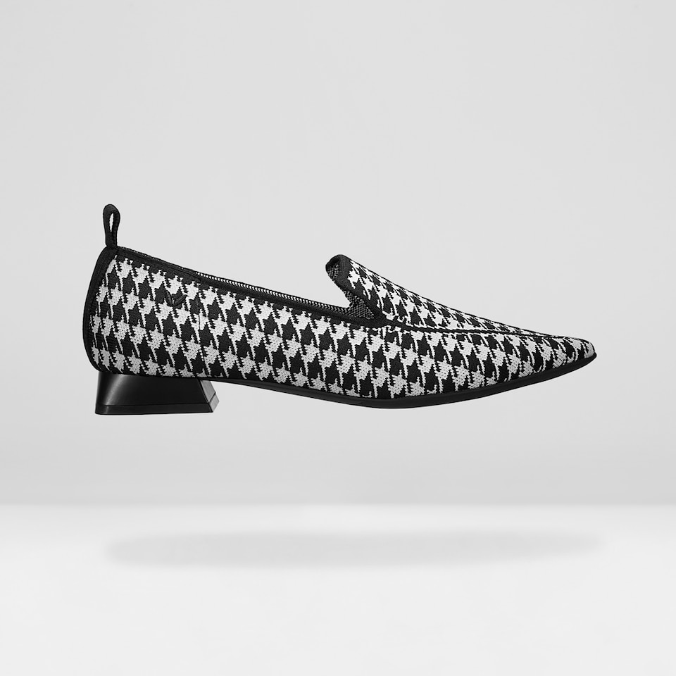 Doreen Pointy Loafers in Black Houndstooth | Women's Sustainable and Stylish Shoes | VIVAIA
