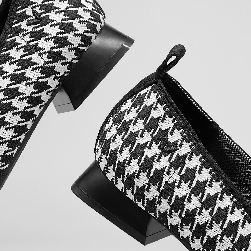 Doreen Pointy Loafers in Black Houndstooth | Women's Sustainable and Stylish Shoes | VIVAIA