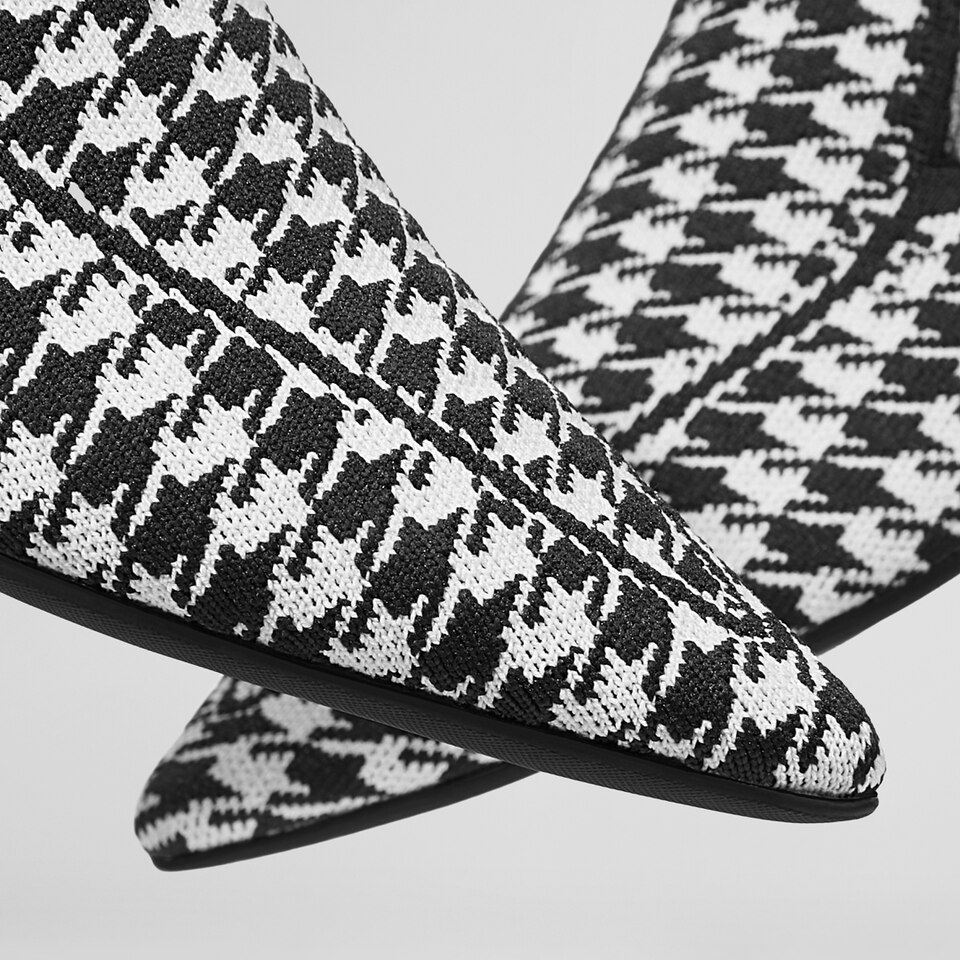 Doreen Pointy Loafers in Black Houndstooth | Women's Sustainable and Stylish Shoes | VIVAIA