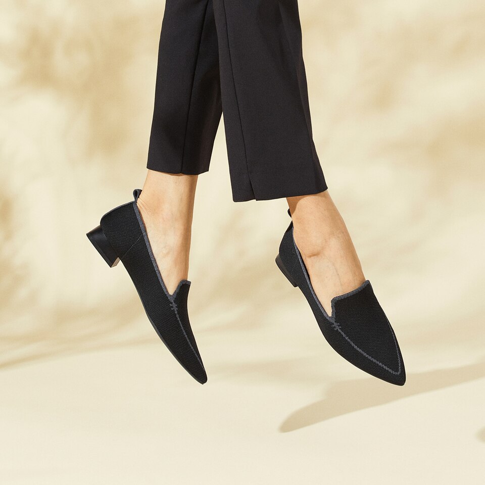 Doreen Pointy Loafers in Black | Women's Sustainable, Washable and Stylish Shoes | VIVAIA