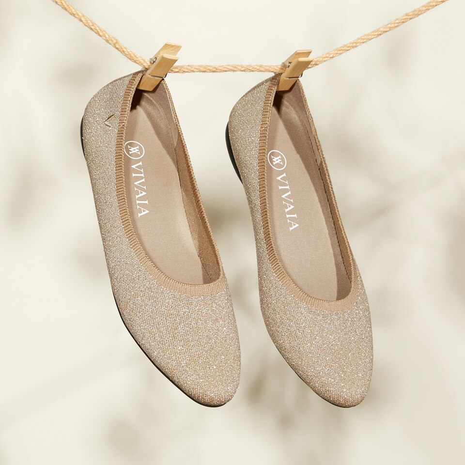 Tamia Bella Round-toe Flats in Light Khaki | Women's Sustainable, Washable and Stylish Shoes | VIVAIA