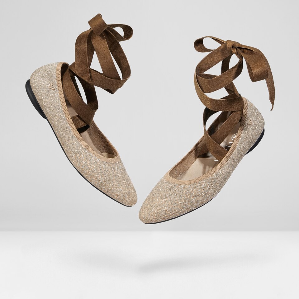 Tamia Bella Round-toe Flats in Light Khaki | Women's Sustainable, Washable and Stylish Shoes | VIVAIA