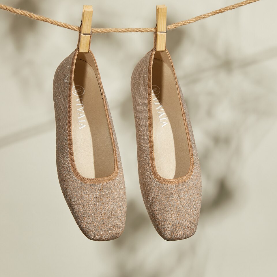 Merry Square-toe Ballerina Flats in Light Khaki | Women's Sustainable,Washable and Stylish Shoes | VIVAIA