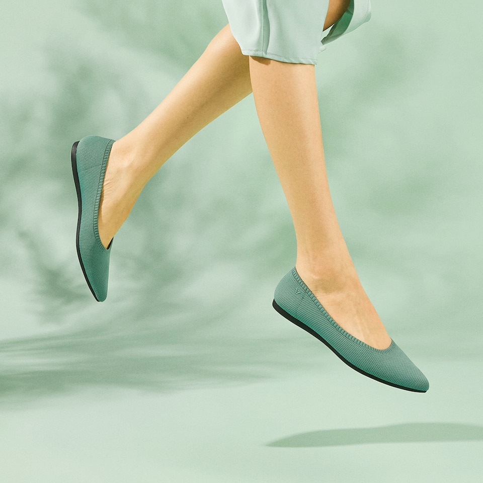 Aria 2.0 Pointy Flats in Teal Green | Women's Sustainable, Washable and Stylish Shoes | VIVAIA