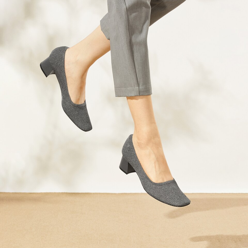 Melody Square-toe Heels in Rich Grey | Women's Sustainable and Stylish Shoes | VIVAIA