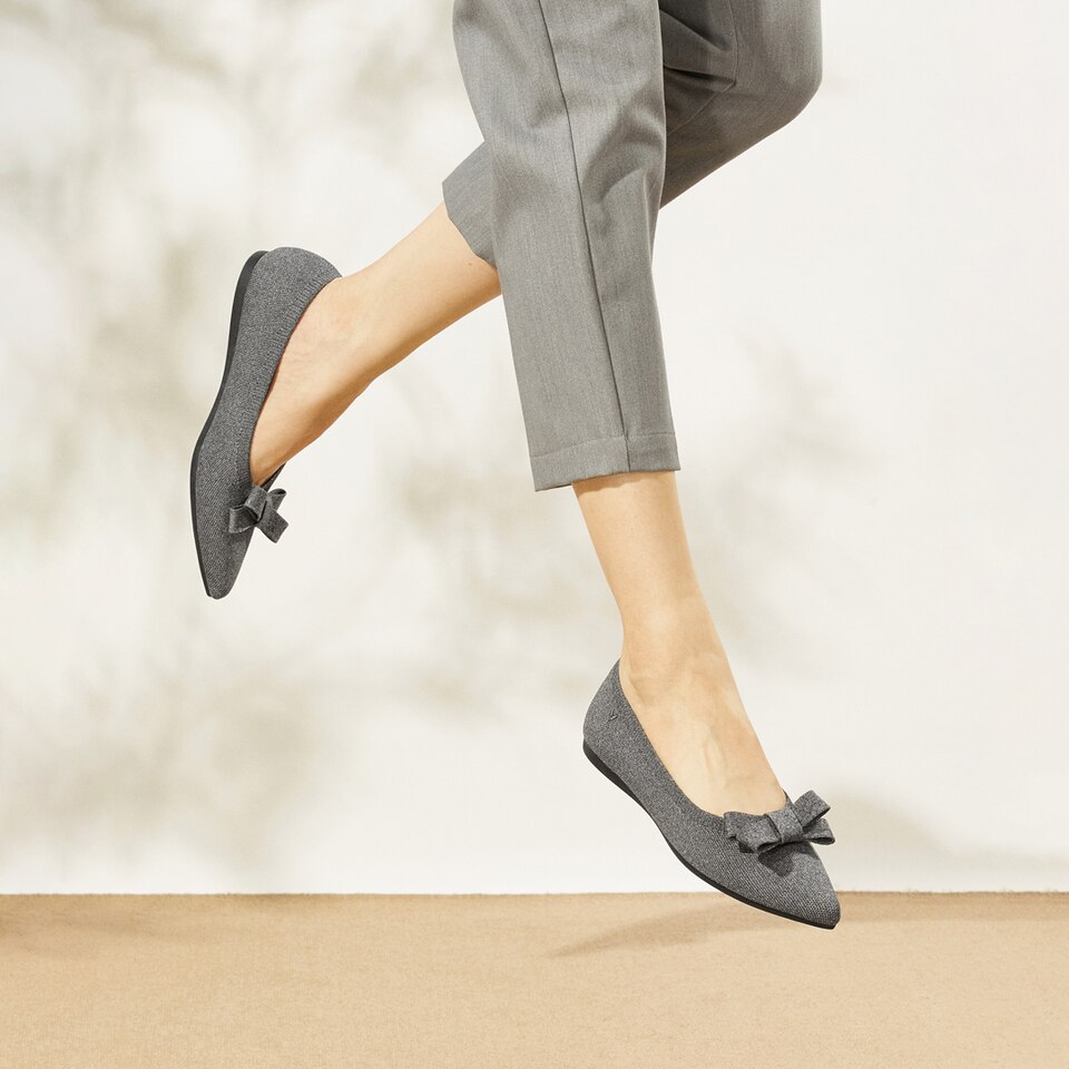 Esther Pointy Flats in Rich Grey | Women's Sustainable, Washable and Stylish Shoes | VIVAIA