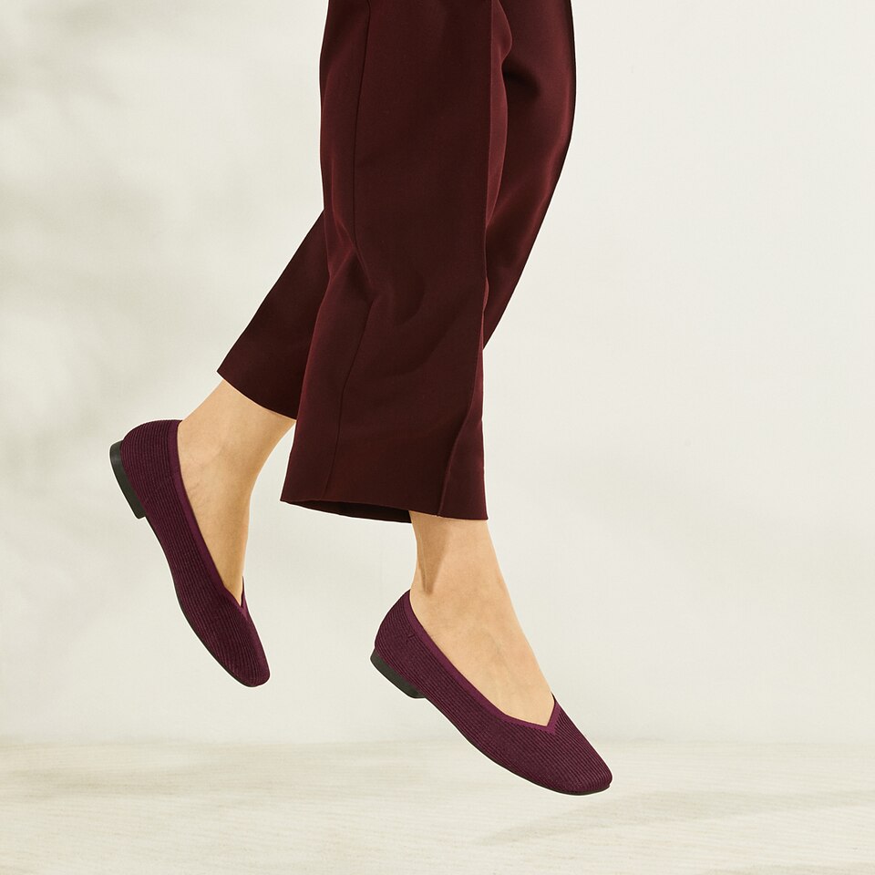 Margot Square-toe Flats in Wine Red | Women's Sustainable, Washable and Stylish Shoes | VIVAIA