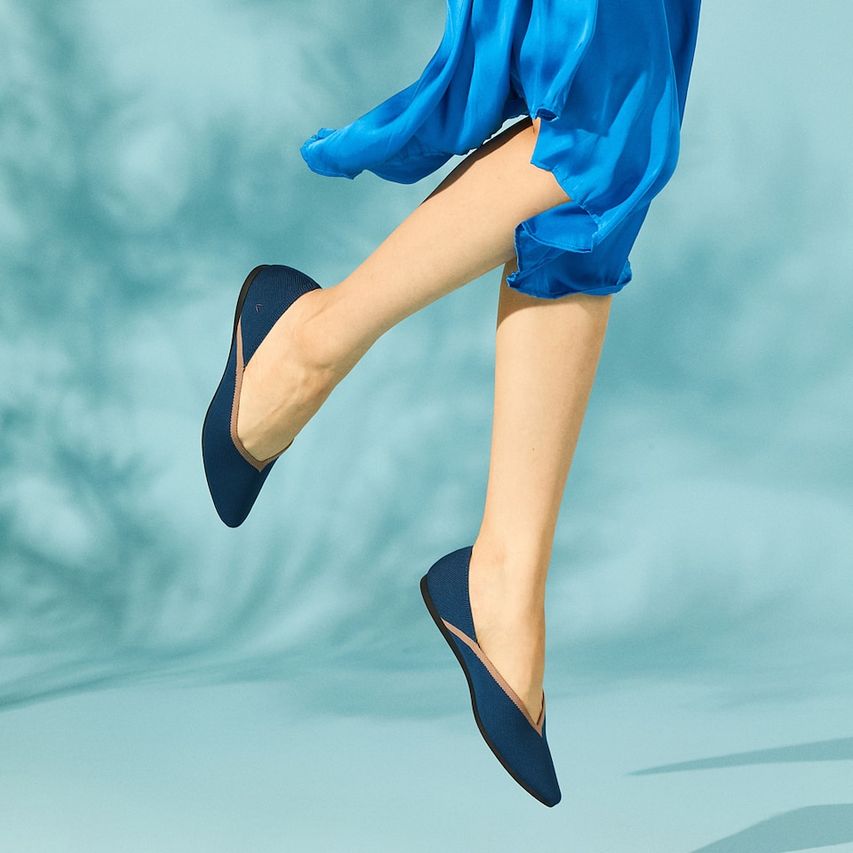 Vienna Pointy Flats in Marine Blue | Women's Sustainable, Washable and Stylish Shoes | VIVAIA