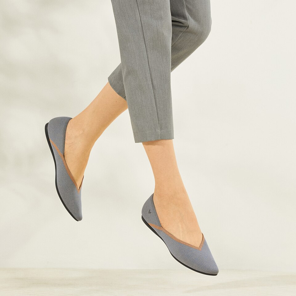 Vienna Pointy Flats in Sandy Blue | Women's Sustainable, Washable and Stylish Shoes | VIVAIA