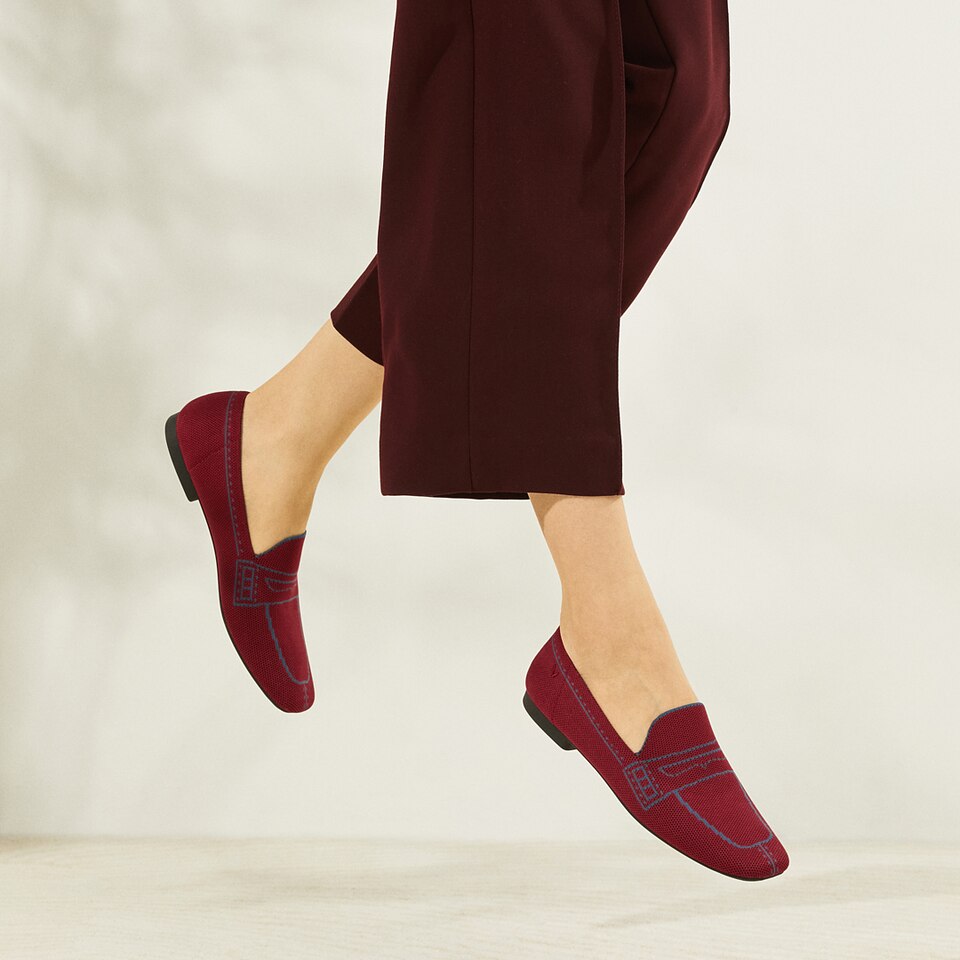 Sierra Square-toe Loafers in Crab Red | Women's Sustainable, Washable and Stylish Shoes | VIVAIA