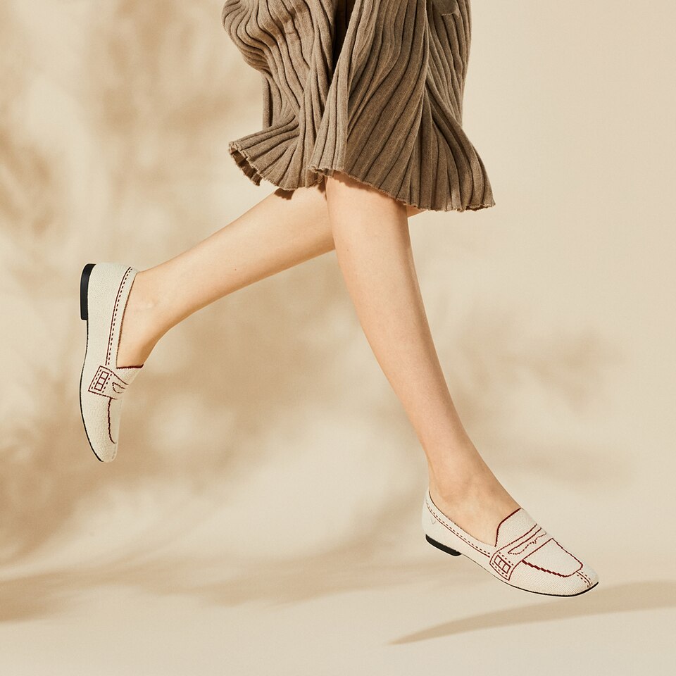 Sierra Square-toe Loafers in Light Khaki | Women's Sustainable, Washable and Stylish Shoes | VIVAIA