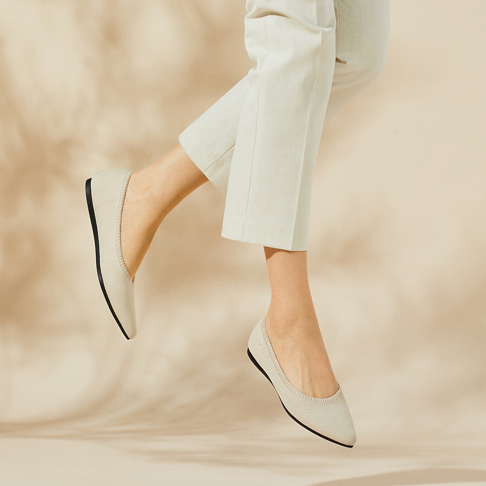 Aria 2.0 Pointy Flats in Natural Peach | Women's Sustainable, Washable and Stylish Shoes | VIVAIA