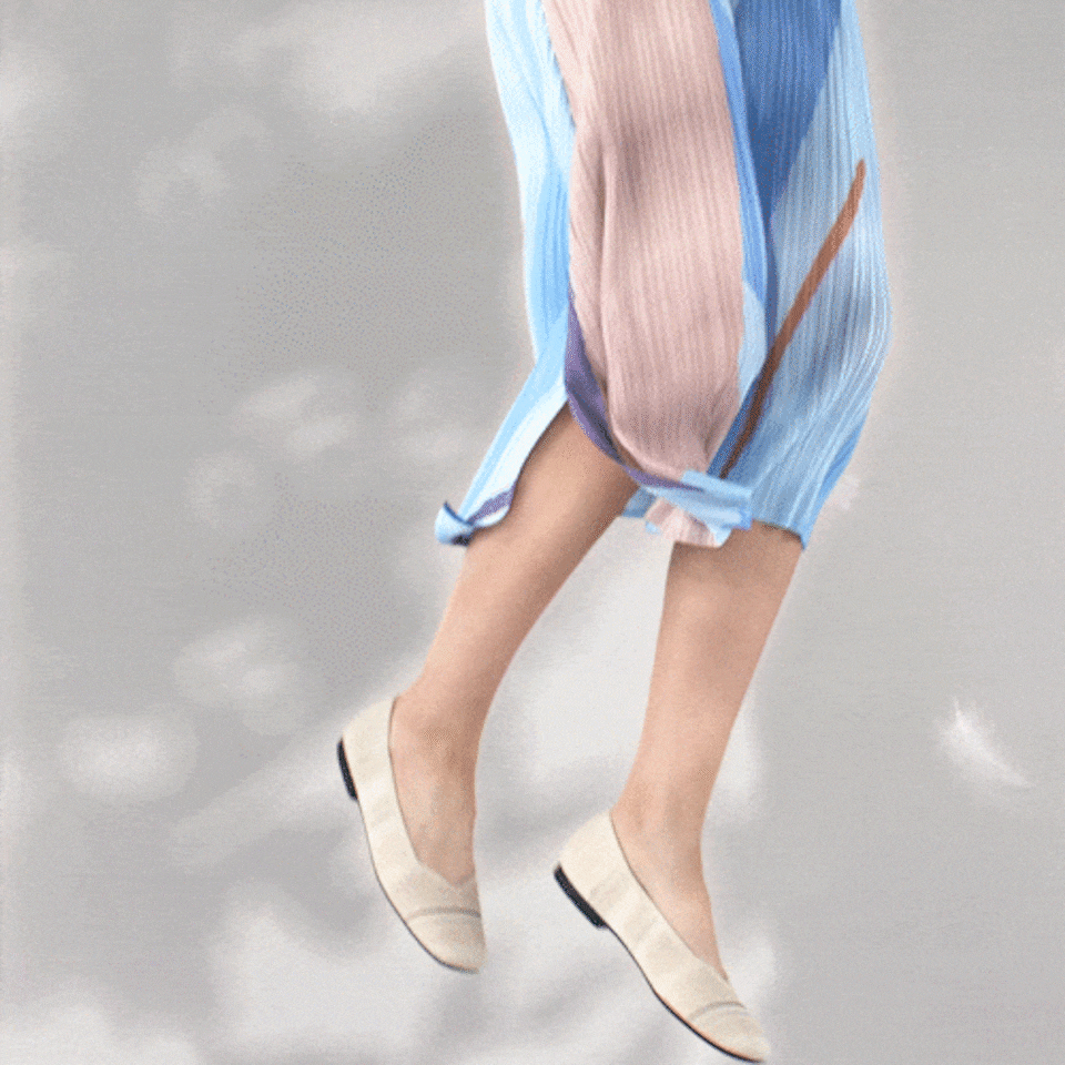 Margot Square-toe Flats in Striped Cream | Women's Sustainable, Washable and Stylish Shoes | VIVAIA