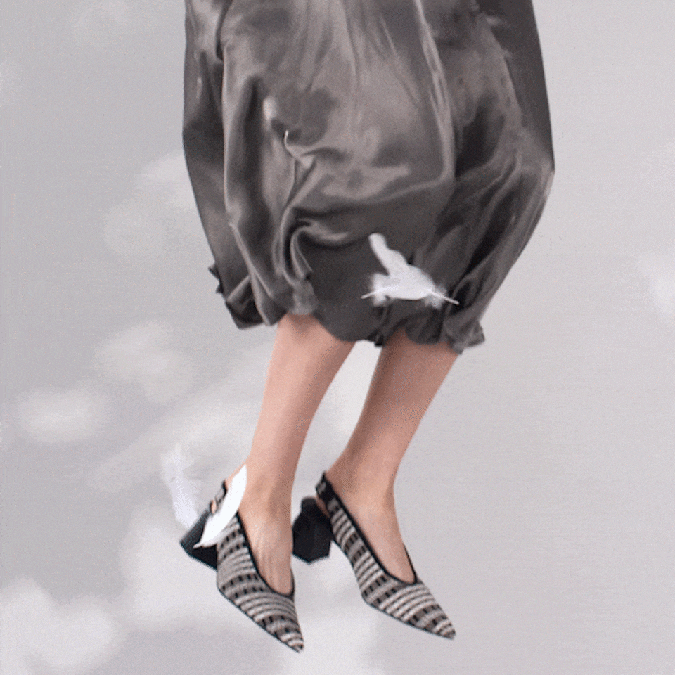 Della Pointy Heeled Sandals in Black Plaid | Women's Sustainable and Stylish Shoes | VIVAIA