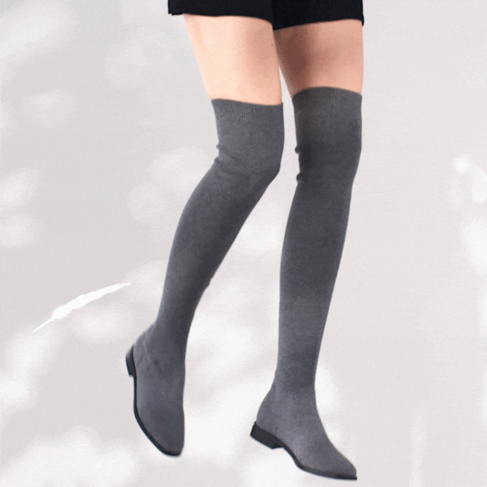 Happer Wool Square-toe Boots in Rich Grey | Women's Sustainable and Stylish Shoes | VIVAIA