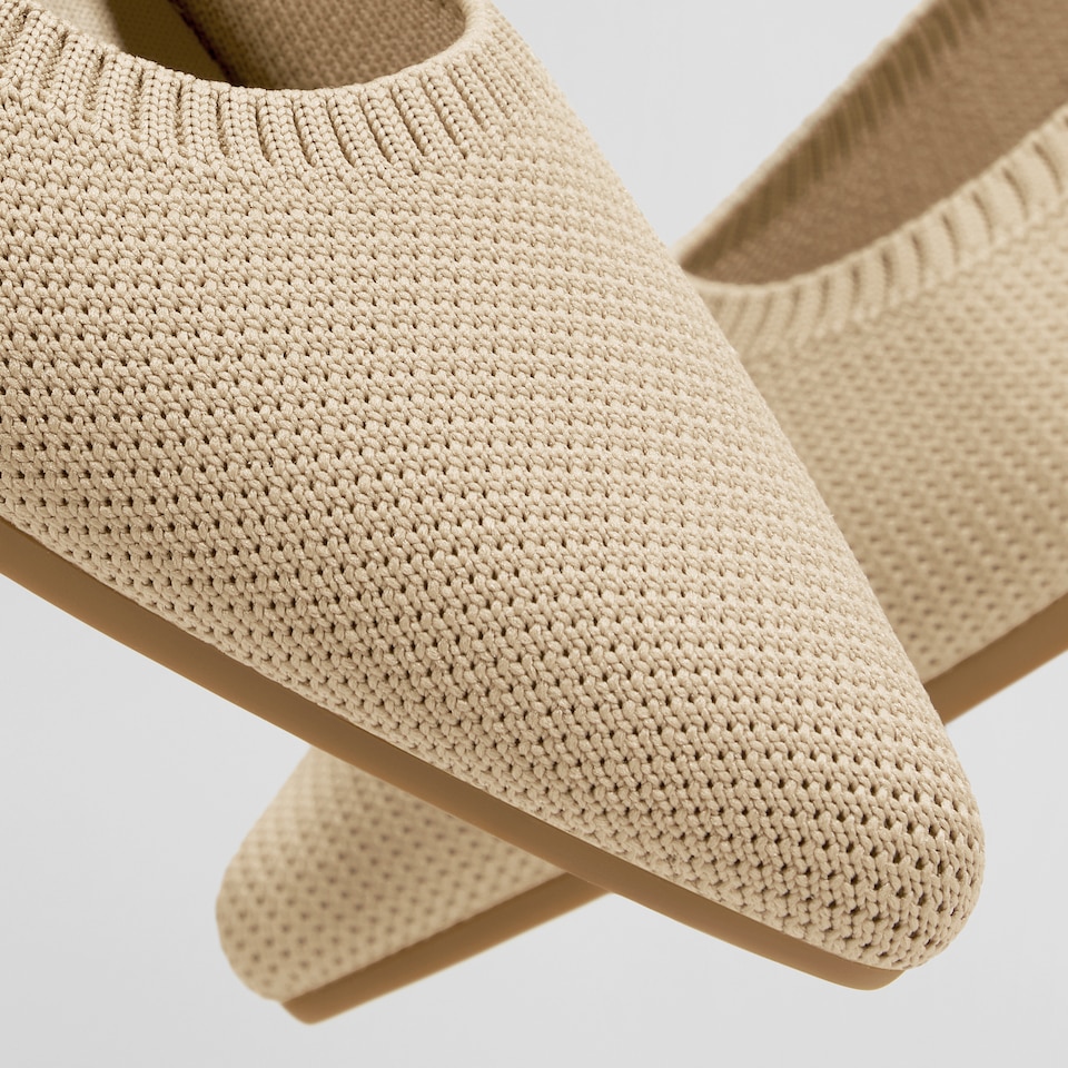 Aria5° Nude Women Pointy Flats in Almond - Sustainable & Washable Shoes | VIVAIA