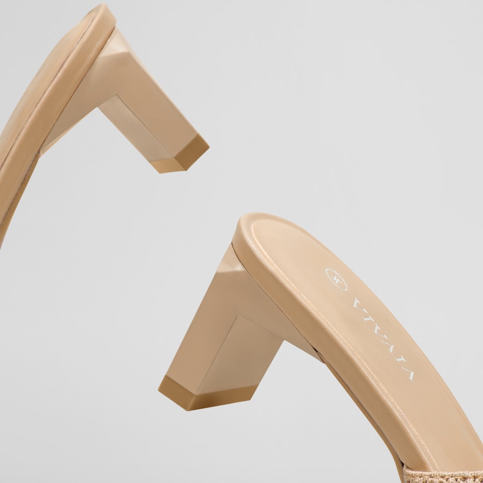 Jade Square-toe Heeled Sandals in Almond | Women's Sustainable and Stylish Shoes | VIVAIA