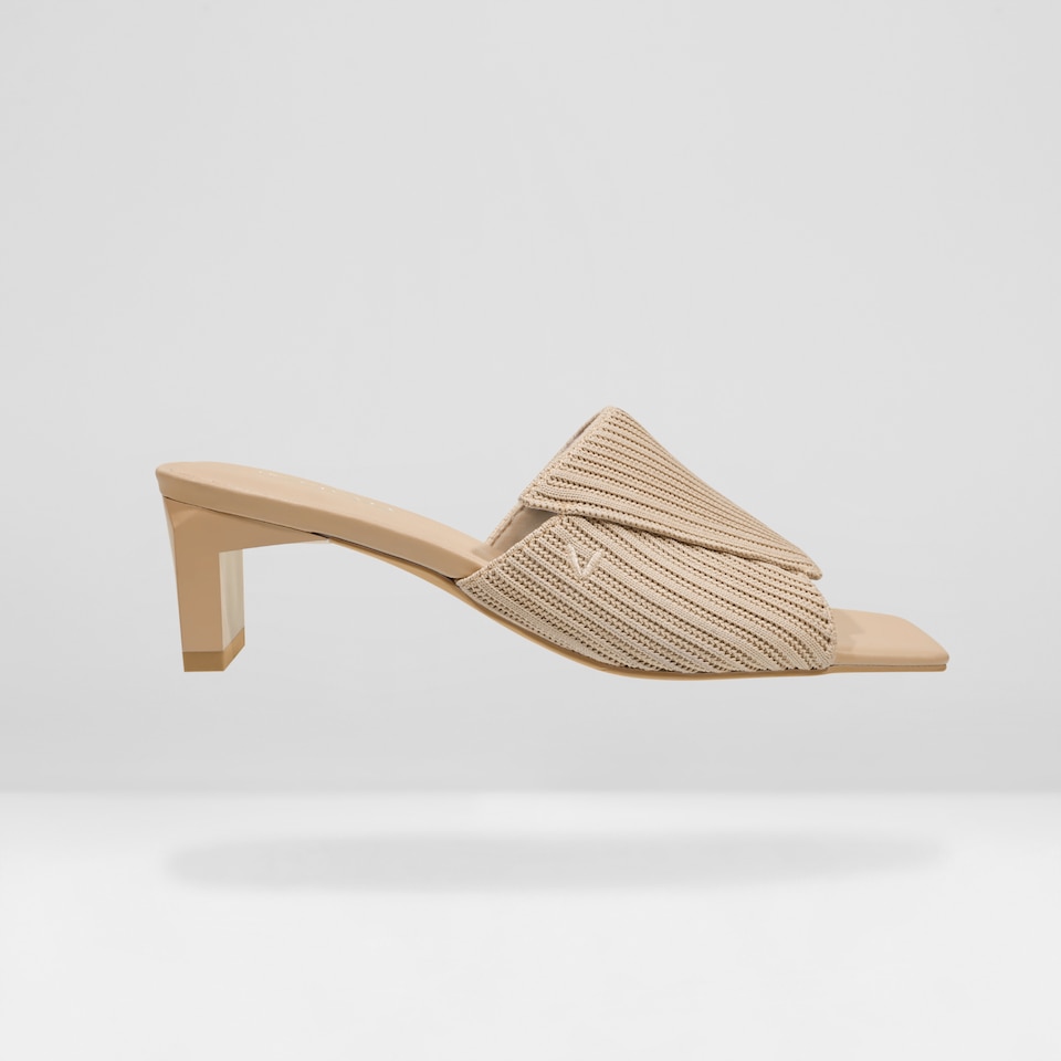 Jade Square-toe Heeled Sandals in Almond | Women's Sustainable and Stylish Shoes | VIVAIA