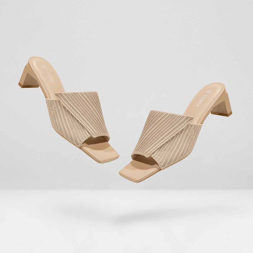 Jade Square-toe Heeled Sandals in Almond | Women's Sustainable and Stylish Shoes | VIVAIA