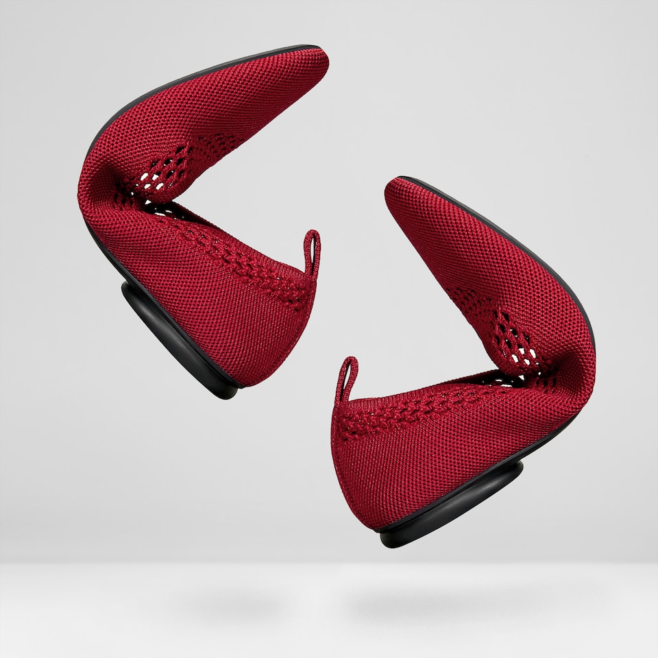 Tamia Beatrice Adjustable Ankle Wrap Round Toe Flats in Ruby Red | Vivaia
