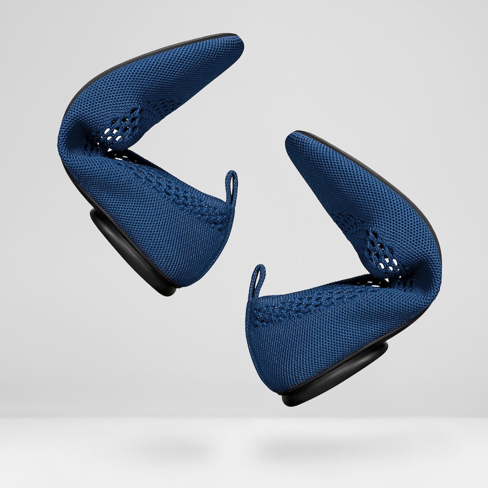 Tamia Beatrice Adjustable Ankle Wrap Round Toe Flats in Marine Blue | VIVAIA