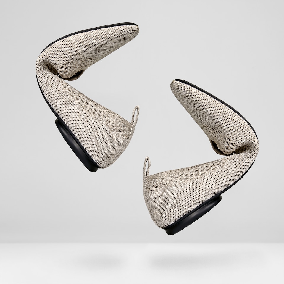 Tamia Beatrice Adjustable Ankle Wrap Round Toe Flats in Oatmilk | Vivaia