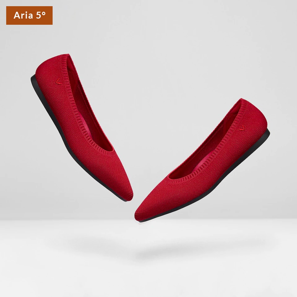 Aria5° Women Pointy Flats in (Ruby Red) - Sustainable & Washable Shoes | VIVAIA