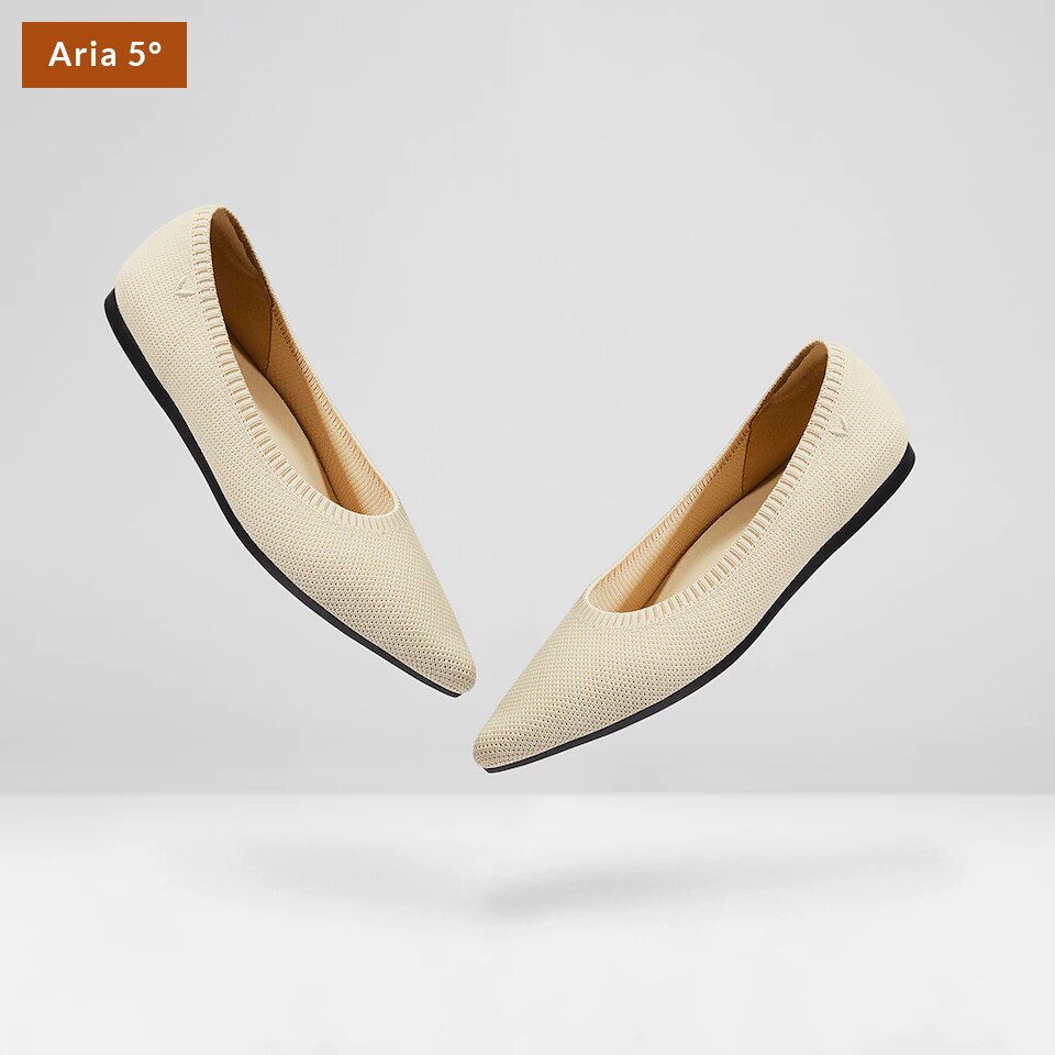 Aria5° Women Pointy Flats in (Cream Ivory) - Sustainable & Washable Shoes | VIVAIA