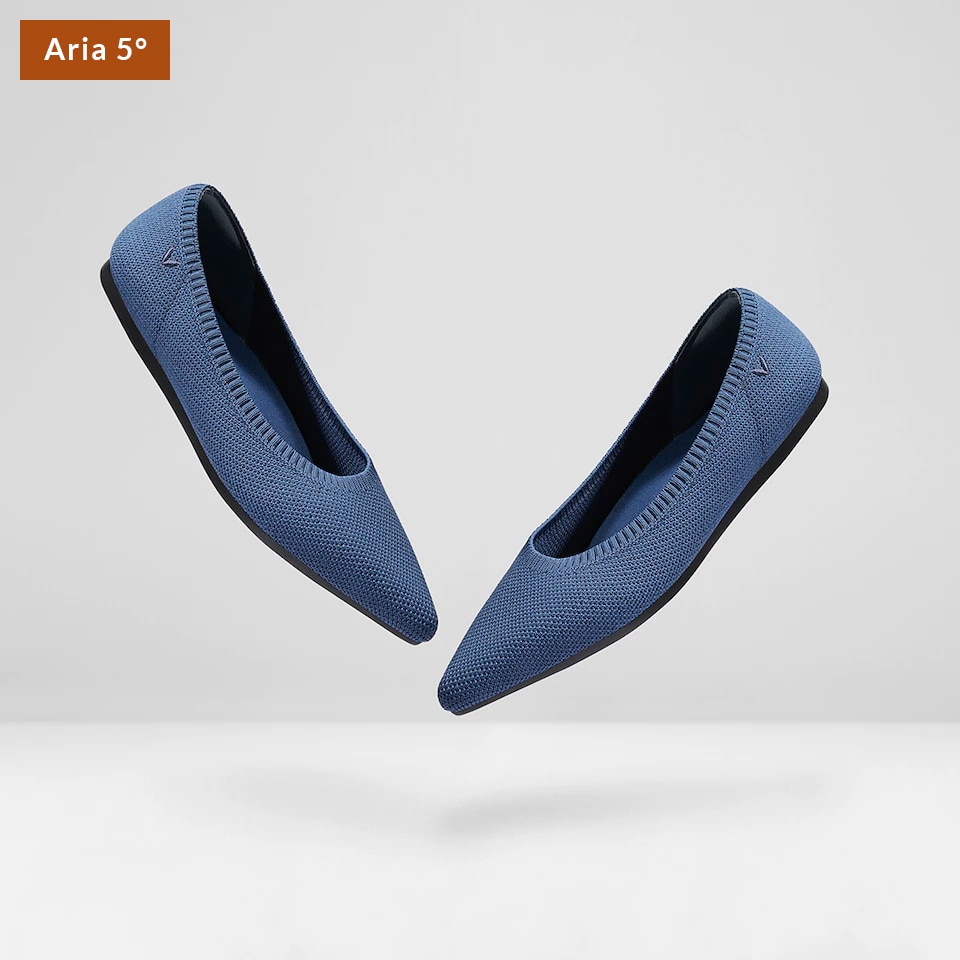 Aria5° Women Pointy Flats in (Denim Blue) - Sustainable & Washable Shoes | VIVAIA