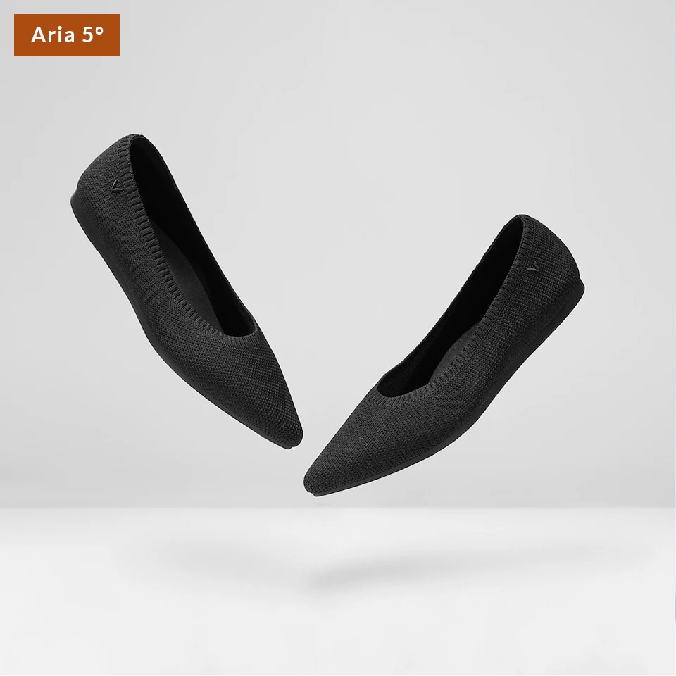 Aria5° Women Pointy Flats in Black - Sustainable & Washable Shoes | VIVAIA