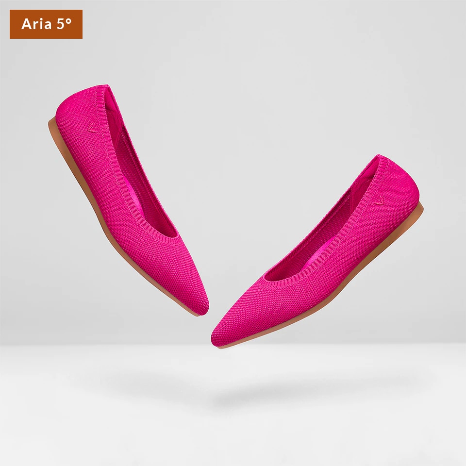 Aria5° Women Pointy Flats in (Rose Red) - Sustainable & Washable Shoes | VIVAIA