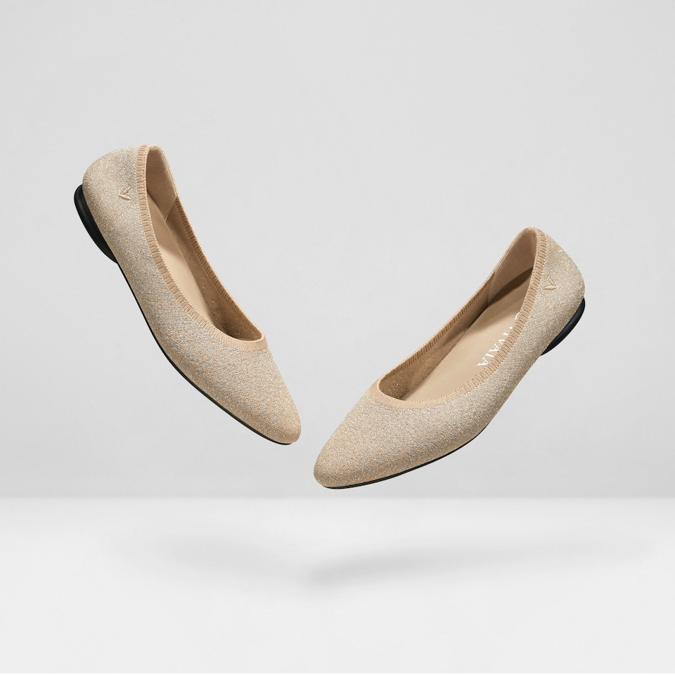 Tamia Bella Round-toe Flats in Light Khaki | Women's Sustainable, Washable and Stylish Shoes | VIVAIA