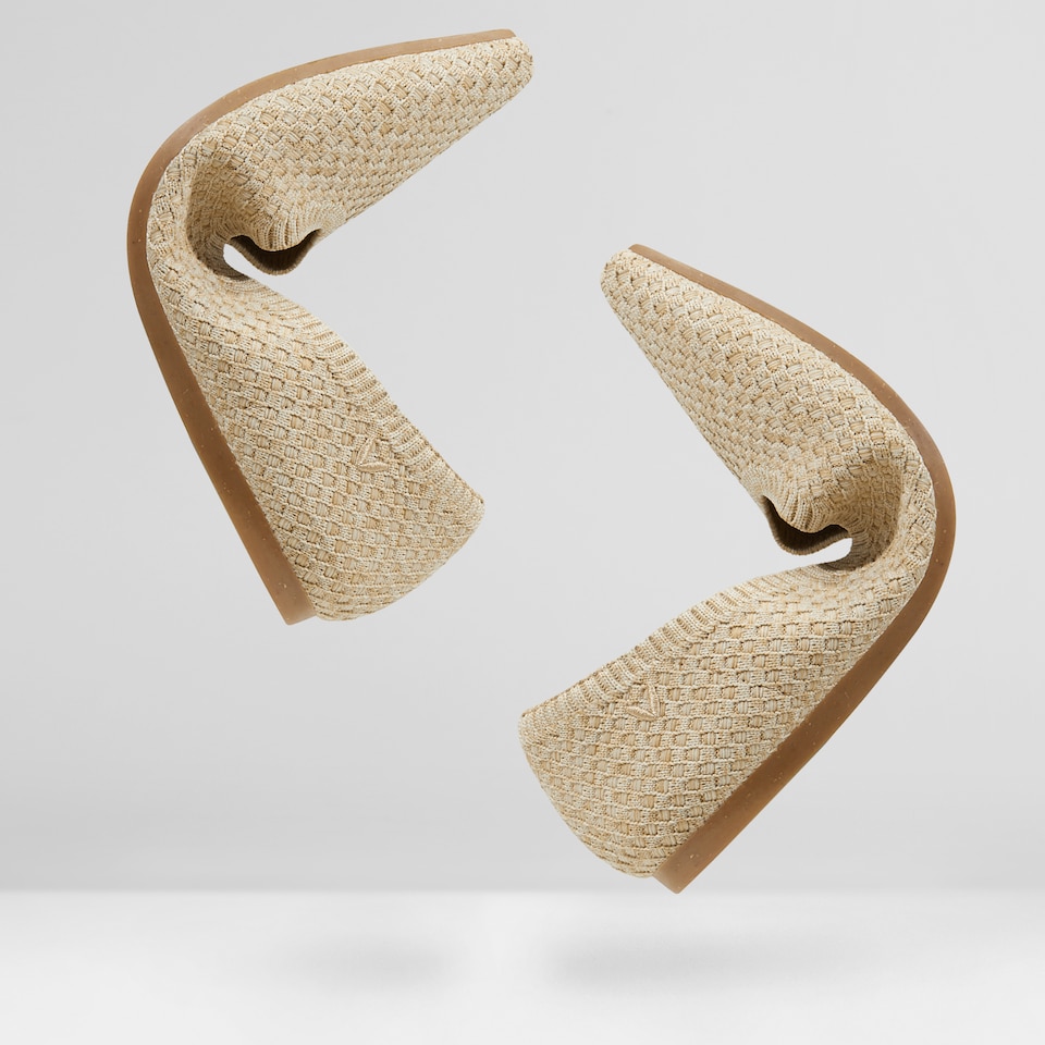 Aria5° Women Pointy Flats in Sand Woven - Sustainable & Washable Shoes | VIVAIA