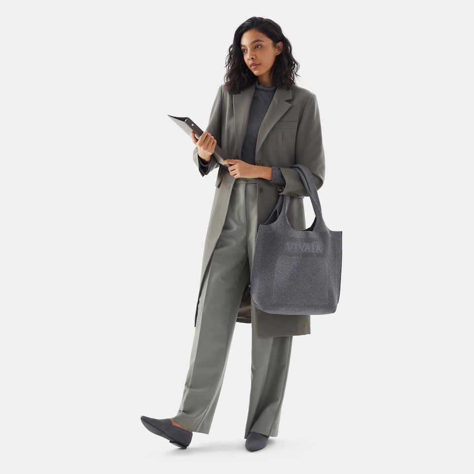 Zahara Sustainable Tote Bags With Inner bag-Rich Grey | VIVAIA