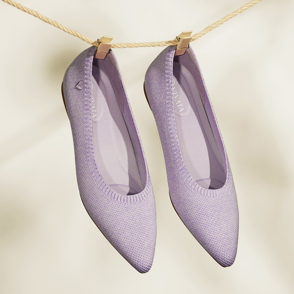Aria5° Women Pointy Flats in (Lavender) - Sustainable & Washable Shoes | VIVAIA
