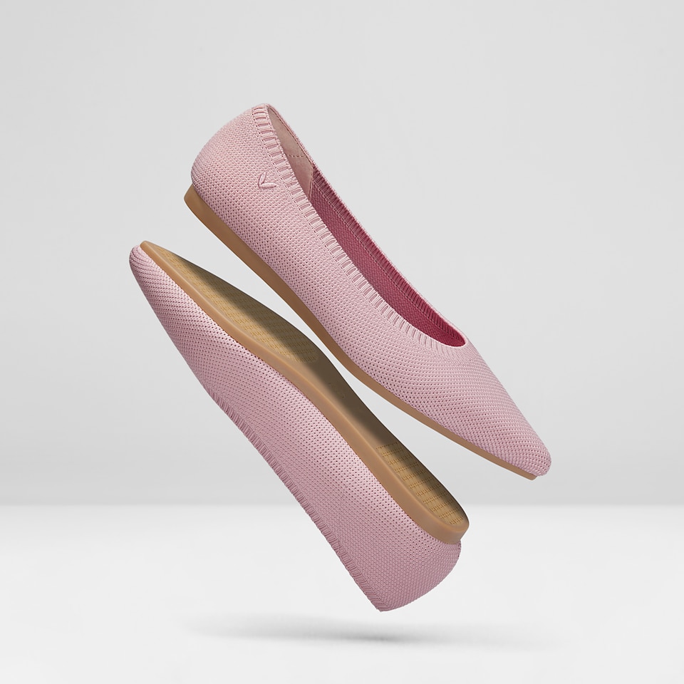 Aria5° Women Pointy Flats in (Pale Blush) - Sustainable & Washable Shoes | VIVAIA