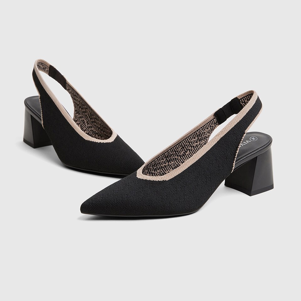 Della Pointy Heeled Sandals in Deep Ebony | Women's Sustainable and Stylish Black Shoes | VIVAIA